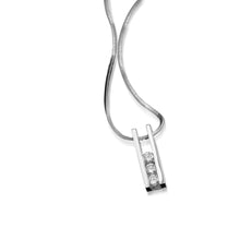 Load image into Gallery viewer, Women's 14 karat White Gold Lines Diamond Pendant Necklace