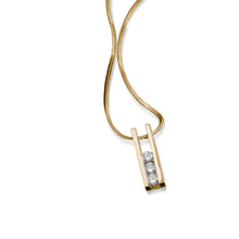 Load image into Gallery viewer, Women's 14 karat Yellow Gold Lines Diamond Pendant Necklace