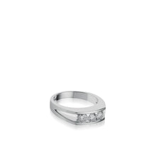 Load image into Gallery viewer, Women's 18 karat White Gold Lines 3-Stone Anniversary Ring