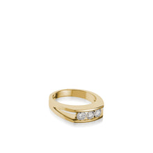 Load image into Gallery viewer, Women's 18 karat yellow Gold Lines 3-Stone Anniversary Ring