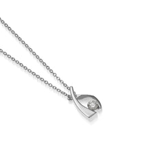 Load image into Gallery viewer, Women's 14-karat White Gold Oyster Petite Diamond Solitaire Pendant Necklace