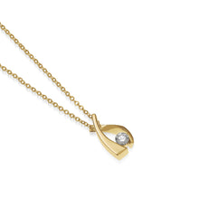 Load image into Gallery viewer, Women's 14 karat Yellow Gold Oyster Small Diamond Solitaire Pendant Necklace