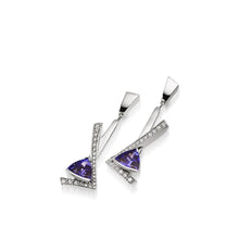 Load image into Gallery viewer, Women's 14 karat White Gold Pinnacle Tanzanite and Diamond Dangle Earrings