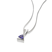 Load image into Gallery viewer, Pinnacle Small Gemstone Pendant Necklace with Pave Diamonds
