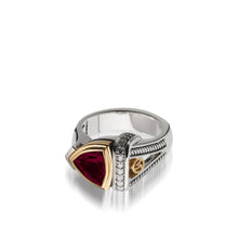 Load image into Gallery viewer, Women's Sterling Silver and 14 karat Yellow Gold Arrivo Rhodolite Garnet Ring
