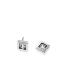 Load image into Gallery viewer, Women's 14 karat White Gold Confetti Diamond Stud Earrings