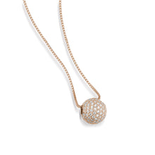 Load image into Gallery viewer, Women's 14 karat Rose Gold Essence Pave Diamond Ball Pendant Necklace
