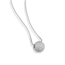 Load image into Gallery viewer, Women's 14 karat White Gold Essence Pave Diamond Ball Pendant Necklace
