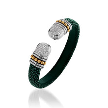 Load image into Gallery viewer, Apollo Shagreen Cuff with Pave Diamonds