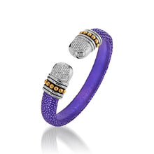 Load image into Gallery viewer, Apollo Purple Shagreen Cuff with Pave Diamonds