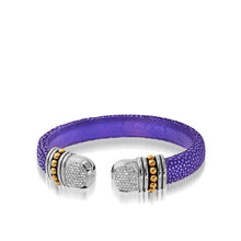 Load image into Gallery viewer, Apollo Purple Shagreen Cuff with Pave Diamonds