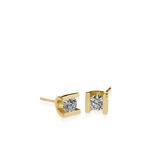 Load image into Gallery viewer, Uturn Yellow Gold Diamond Stud Earrings