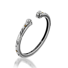 Load image into Gallery viewer, Women's Sterling Silver with 14 karat Yellow Gold Solar Cuff with Freshwater Pearls
