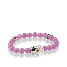 Load image into Gallery viewer, Women's Sterling Silver and 14 karat Yellow Gold Solar Kunzite Beaded Bracelet