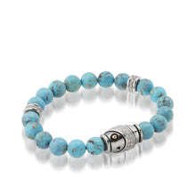 Load image into Gallery viewer, Women's 14K yellow gold and silver details Solar Turquoise and Diamond Beaded Bracelet