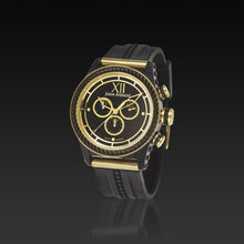 Load image into Gallery viewer, Men's Black Iconic Plated Pantheon V Chronograph Watch with High Performance Elastomer
