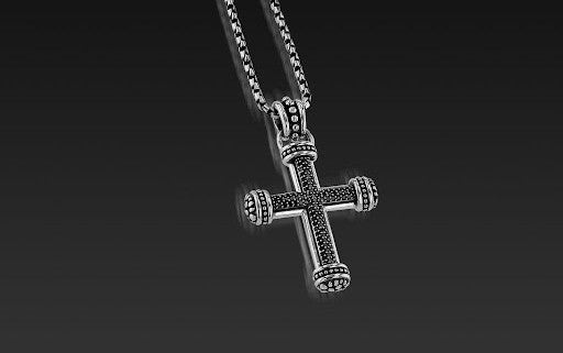 Matrix Black Diamond Cross Pendant Necklace by John Atencio