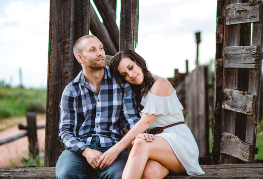 man and woman discussing engagement rings